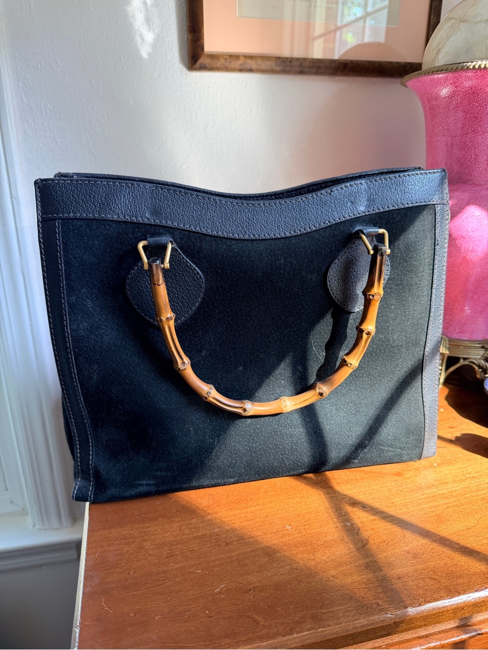 Black Gucci Diana Bag with Bamboo Handle